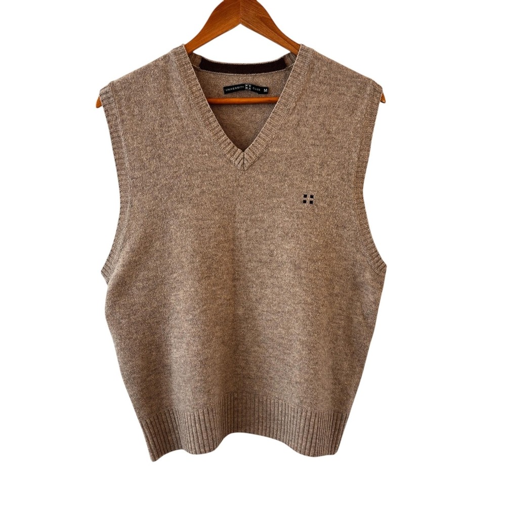 University Club Sweater Vest Mens Size M 100% Wool Academia‎ V Neck Preppy